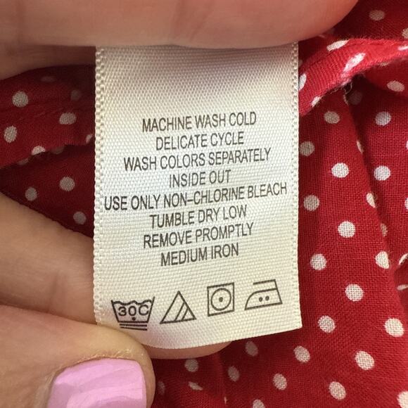 Only Necessities Women’s 4X Classic Button Up Short Sleeve Blouse Red Polka Dot - Picture 4 of 7